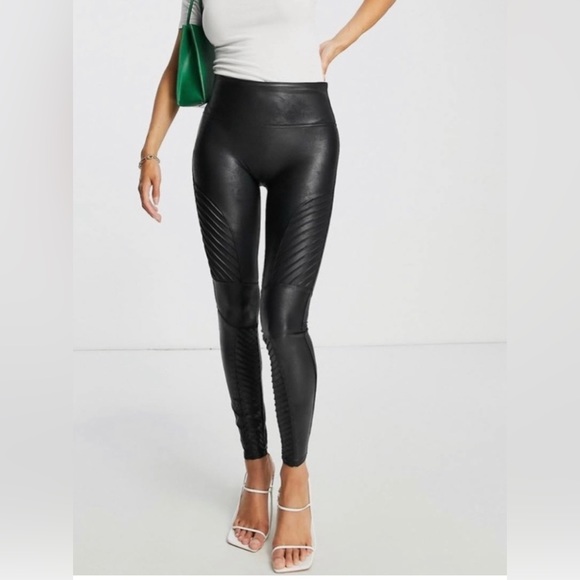 Spanx FAUX LEATHER MOTO LEGGINGS - Panty - very black/zwart